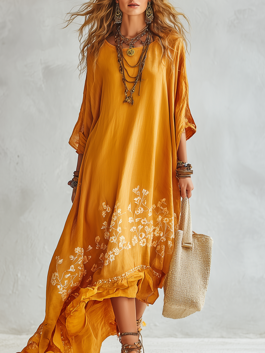 Bohemian-style Mustard Yellow Dress