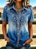 Women's Retro Printed Casual Shirt