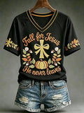 Women's Fall Casual Faith Graphic Print T-Shirt