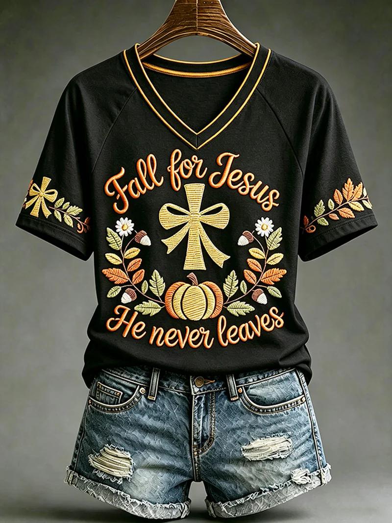 Women's Fall Casual Faith Graphic Print T-Shirt