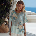 Vintage Floral Pattern Art Linen Comfy Shirt