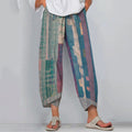 Women's Abstract Stripe Art Linen Blend Pants
