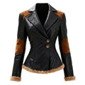 Women's Vintage Lapel Leather Jacket Coat Top
