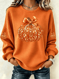 Women'S Casual Pumpkin Print Autumn Top
