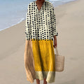 Women's Vintage Geometric Line Art Print Cotton Dress