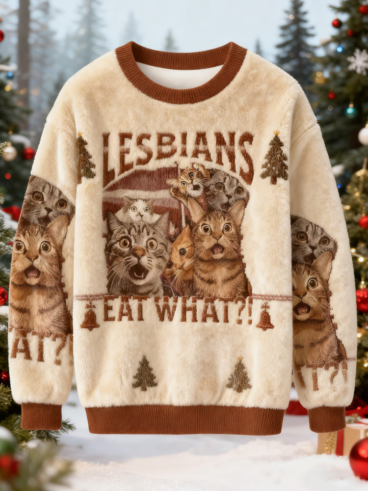 Lesbians Eat What! Funny Christmas Ugly Sweatshirt