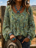 Women's Retro Western Print Shirt