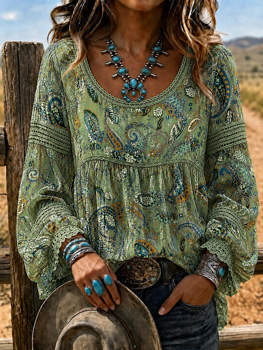 Women's Retro Western Print Shirt