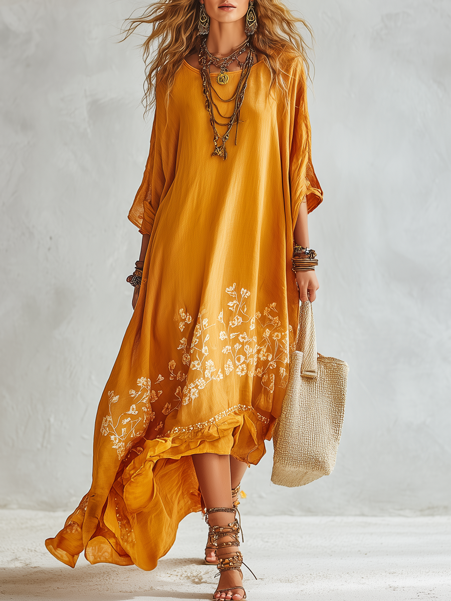Bohemian-style Mustard Yellow Dress