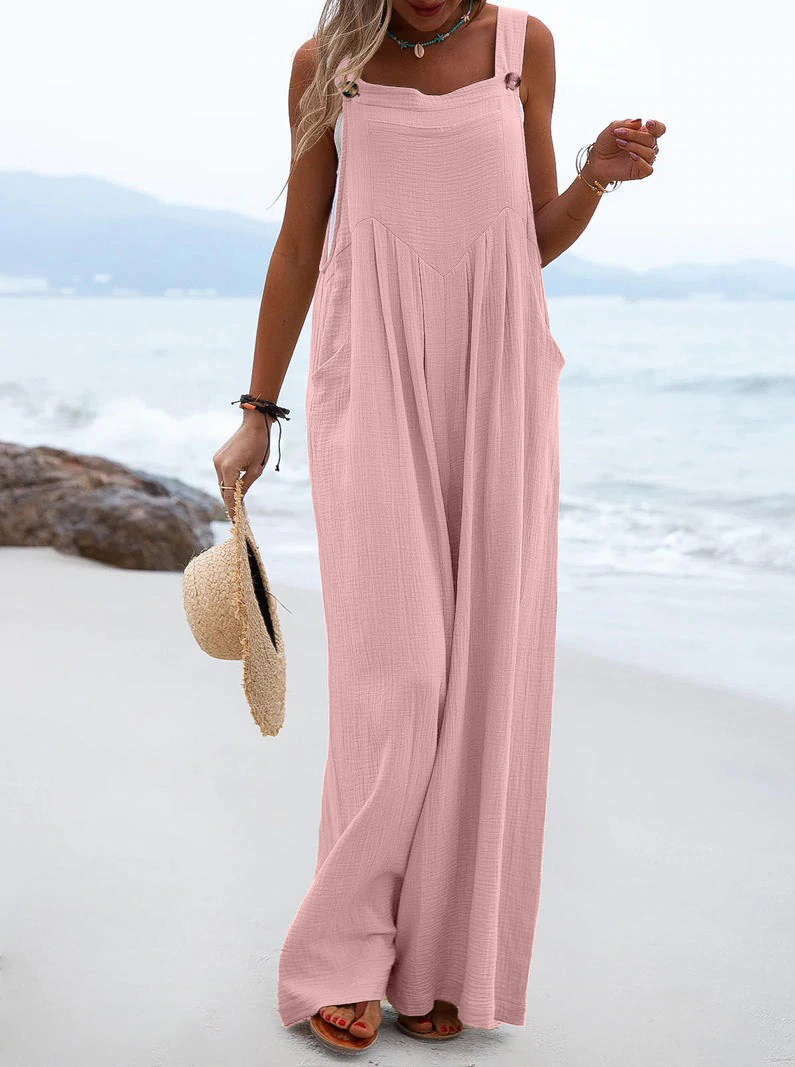 Women'S Multicolor Fashion Button Solid Color Wide Leg Jumpsuit