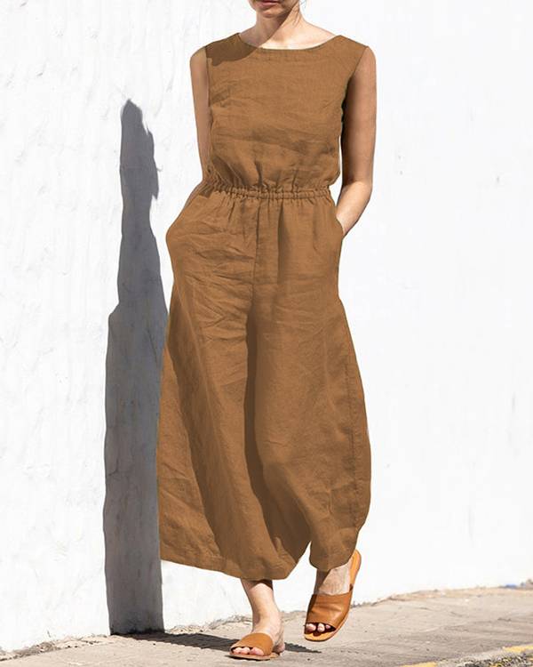 Casual Loose Solid Color Jumpsuit