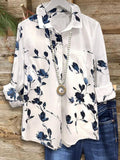 Elegant Floral Print Women's Long Sleeve Shirt