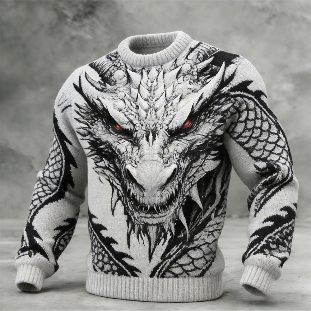 Men's Celtic Dragon Pattern Knit Sweater