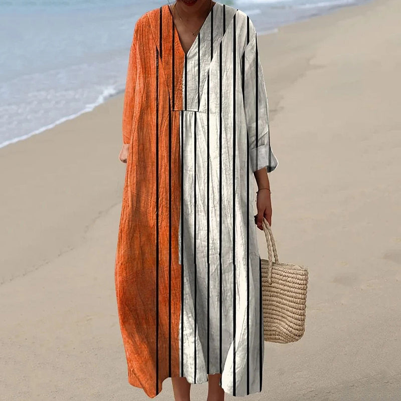 Women's Vintage Abstract Geometry Art Print Cotton Dress