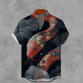 Men's Snake Japanese Art Linen Blend Cozy Shirt