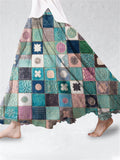 Colorful Floral Print Women's Linen Flutter Half Skirt