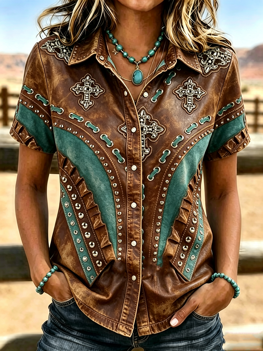Women'S Retro Casual Western Patterned Shirt