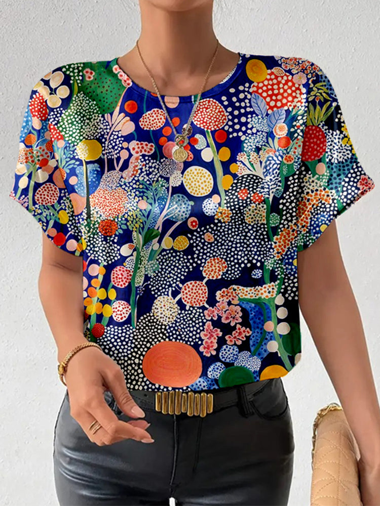 Abstract Japanese Botanical Art Casual T Shirt