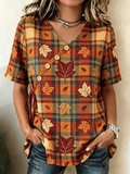 Women's Autumn Maple Leaf Cotton Linen Comfortable Shirt