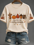 Women's Autumn Pumpkin Print T-Shirt