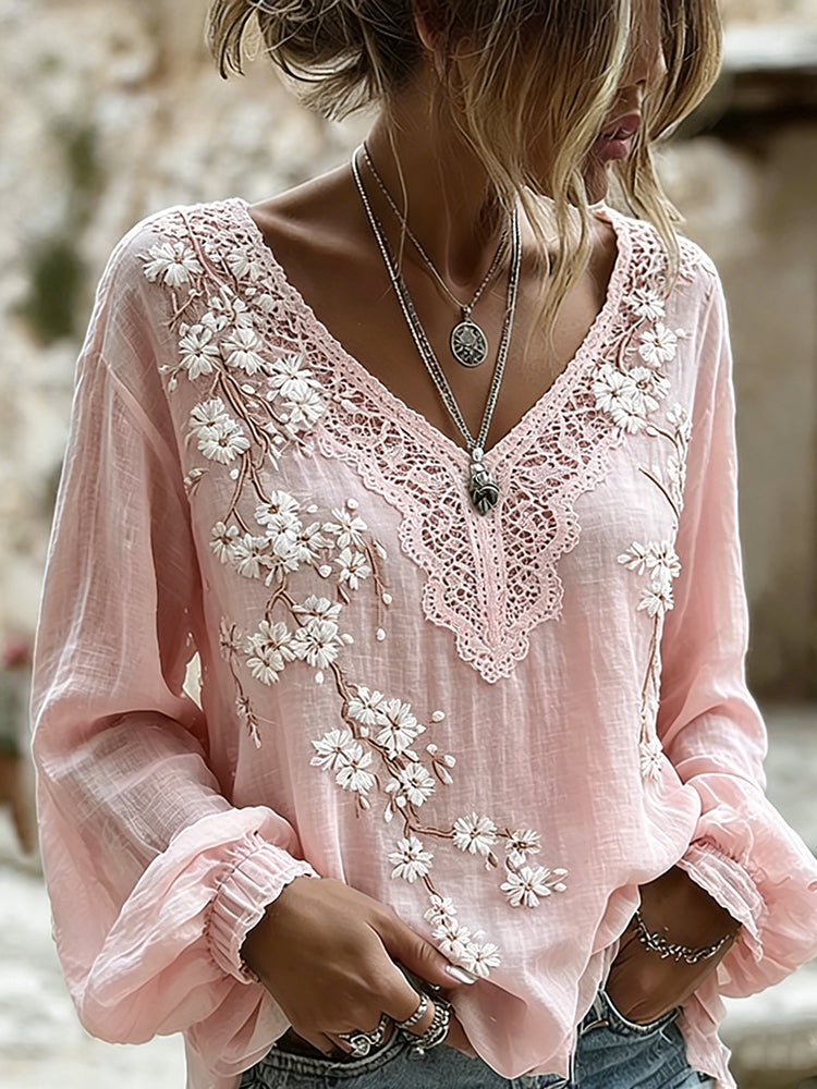 Women's Vintage Japanese Floral Casual T-shirt