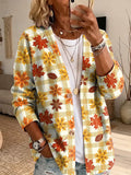 Women's Autumn/Winter fallen-leaf plaid print Cardigan