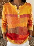 Women's Casual Henley Collar Autumn Print Shirt