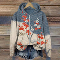 Japanese Art Sakura Print Zip Hoodie