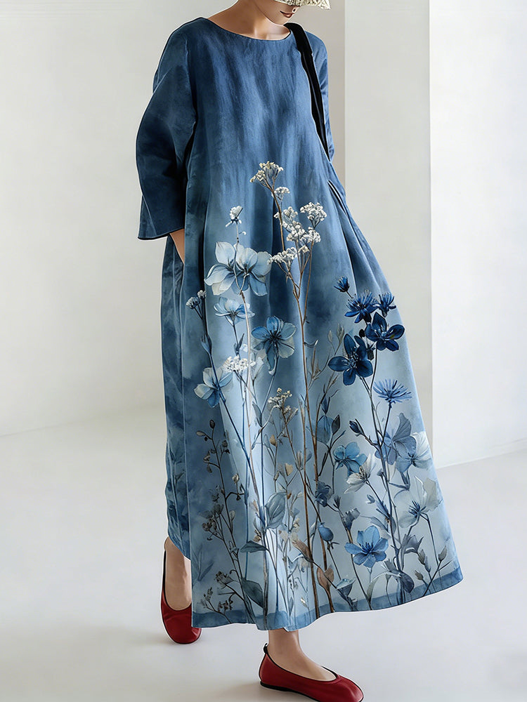 Women's Japanese-style Tie-dye Floral Print Dress