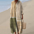Women's Vintage Geometric Line Art Print Cotton Dress