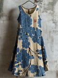 Plum Blossom Japanese Pattern Linen Tank Dress