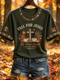 Women'S Casual "Autumn Faith" Printed Short-Sleeve T-Shirt
