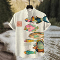 Men's Colorful Fish Art Print Short Sleeve Shirt