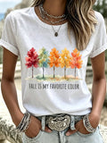 Women's Casual Fall Is My Favorite Color Print Short-Sleeve T-Shirt