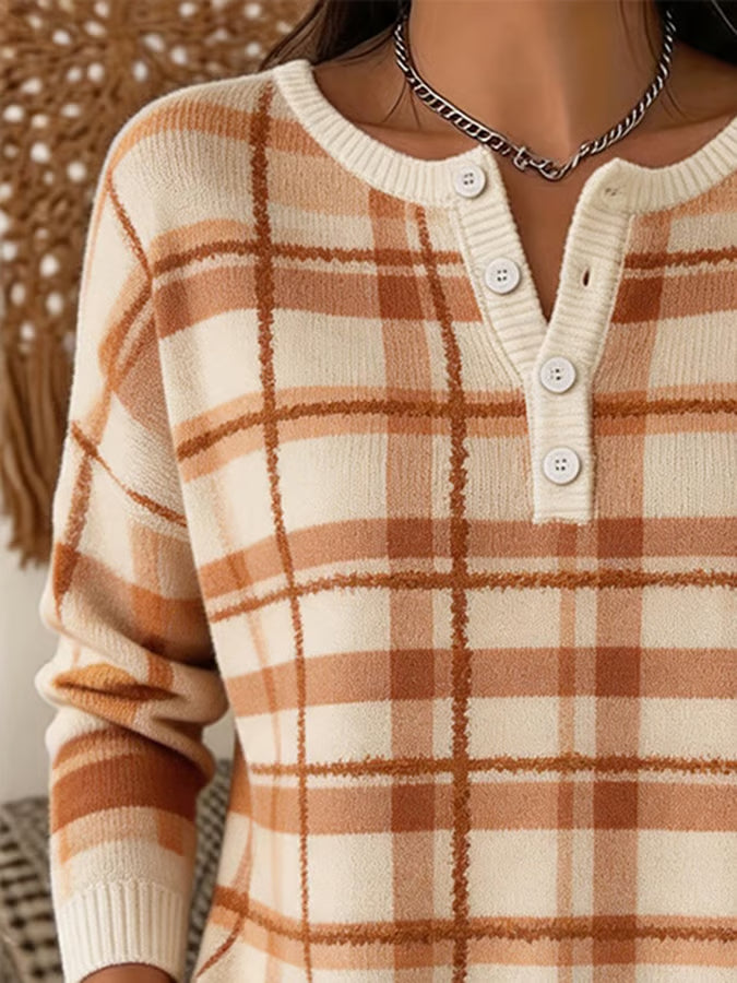 Women's Casual Henley Collar Autumn Print Shirt