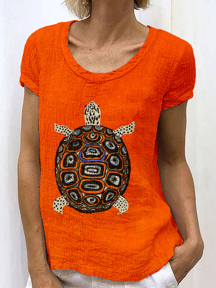 Vintage Sea Turtle Art Pattern Cozy Linen Shirt