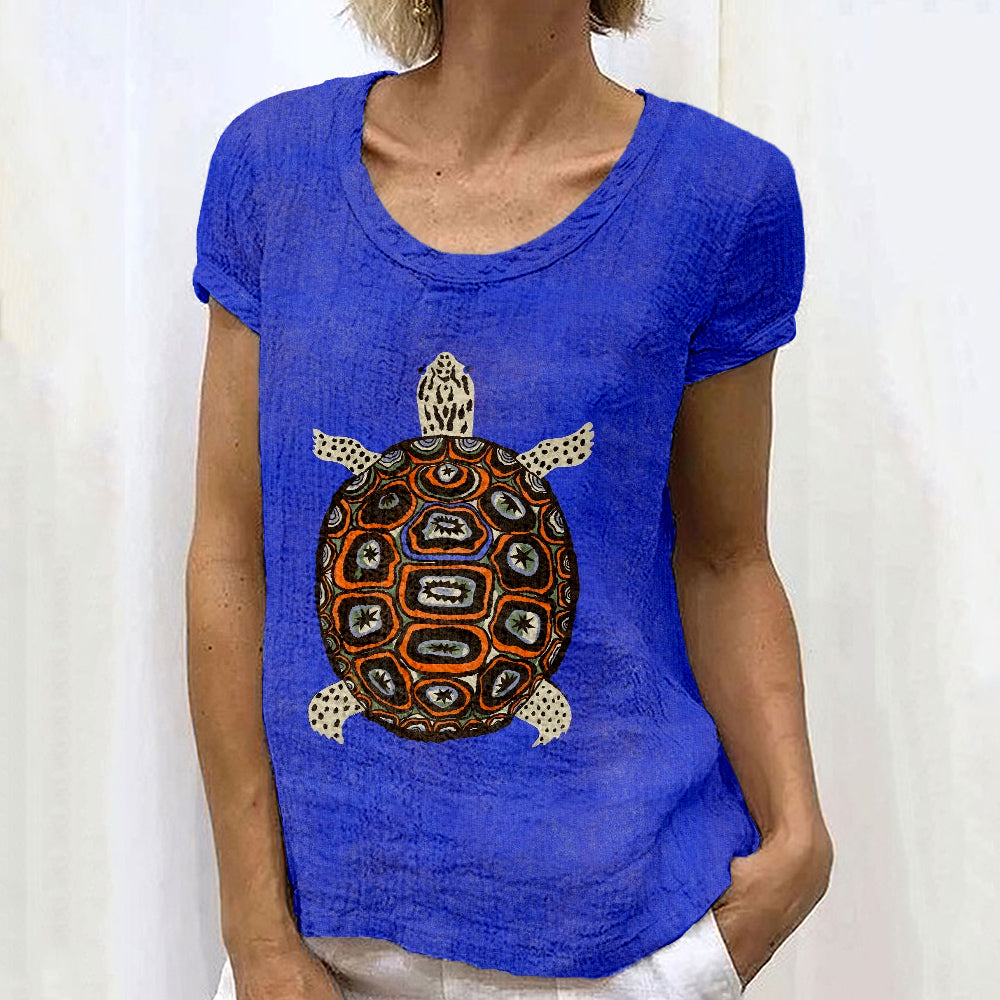 Vintage Sea Turtle Art Pattern Cozy Linen Shirt