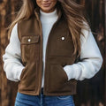 Women's Vintage Multi-Pocket Stand Collar Vest