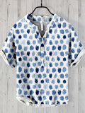 Men's Watercolor Abstract Shapes Linen Blend Cozy Shirt