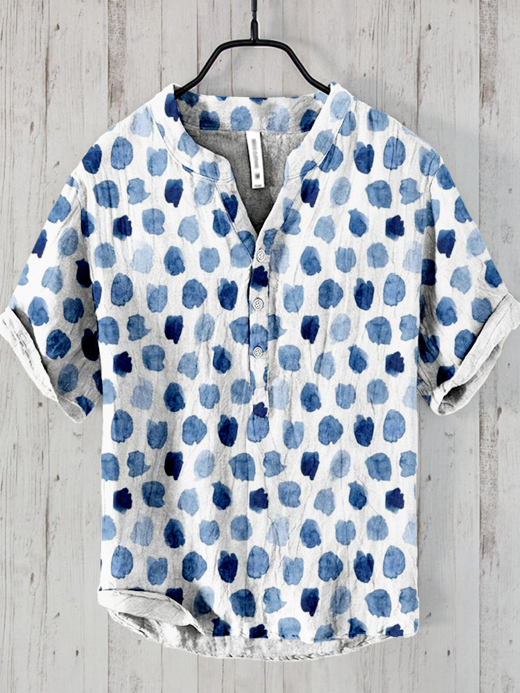 Men's Watercolor Abstract Shapes Linen Blend Cozy Shirt