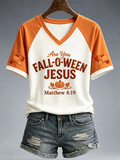 Women's Fall For Jesus He Never Leaves T-Shirt