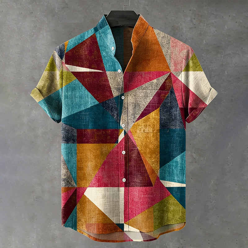 Men's Vintage Geometric Pattern Casual Shirt