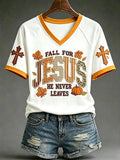 Women's Fall Casual Faith Graphic Print T-Shirt
