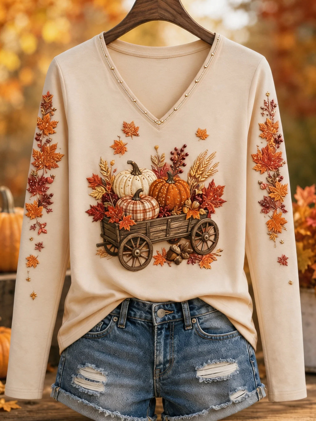 Women's Fall Fun Casual Printed Long Sleeve T-Shirt