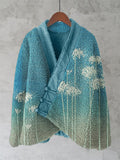 Classy Spider Lily Gradient Japanese Art Cozy Fleece Kimono Cardigan