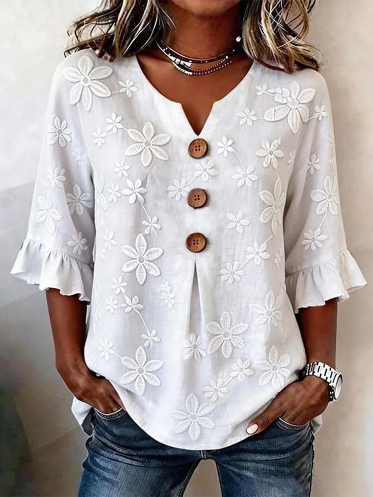 Women's Retro Bohemian Floral Print Half-sleeve T-shirt