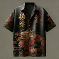 Retro Japanese-style Dragon Scale Pattern Casual Shirt