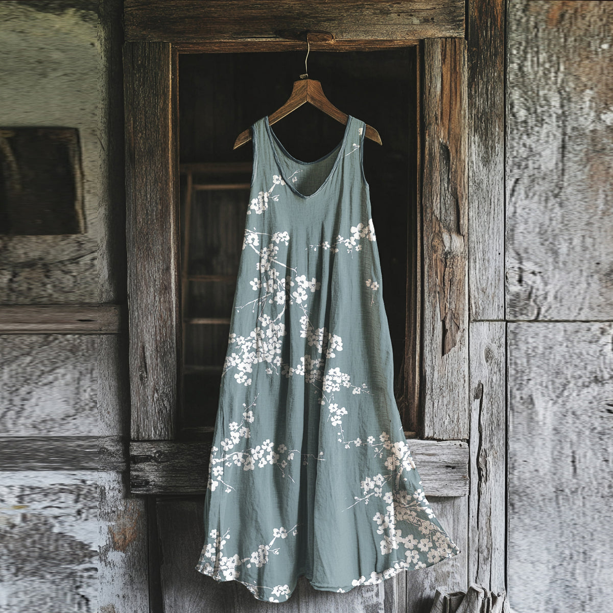 Women's Vintage Cherry Blossoms Art Tank Dress