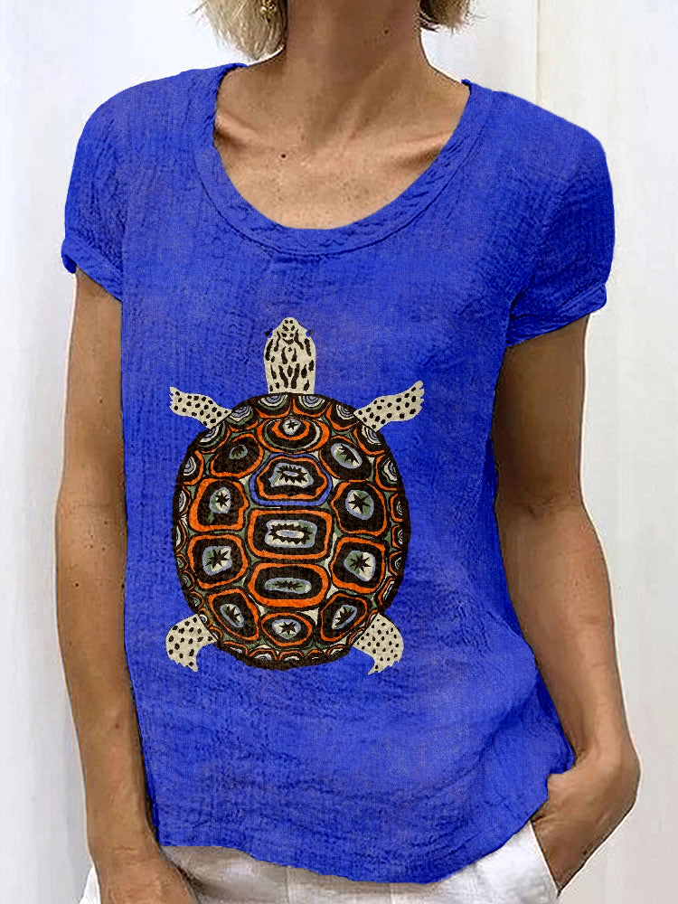 Vintage Sea Turtle Art Pattern Cozy Linen Shirt