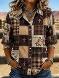 Women'S Retro Faith Printed Shirt
